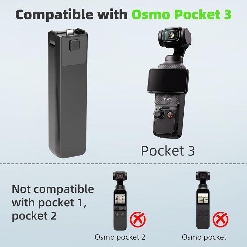 ADDPOWER Battery Handle Compatible with DJI osmo Pocket 3, Portable osmo Pocket 3 Battery Handle, Built-in 5000mAh Battery, Reserved 1/4” Thread, 22.5W Fast Charging (1pcs) - Image 3